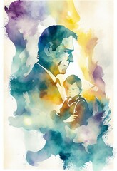 watercolor abstract painting father day abstract illustration ,Generative AI