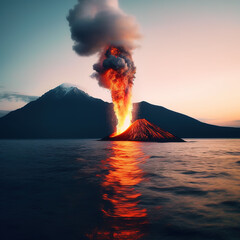 sunset in the volcano
