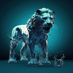 lion made of water liquid