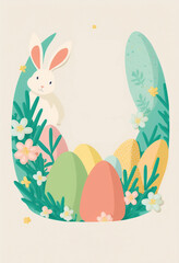 2d flat colorful Easter invitation card white background,Generative AI