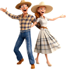 Casal caipira dançando festa junina brasileira