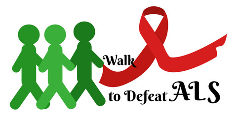 Walk to Defeat ALS, horizontal design for a poster or card on a socially important topic