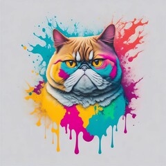Exotic shorthair cat t-shirt ready colourfull