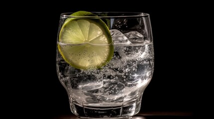 Fototapeta na wymiar Gin and tonic - A cocktail made with gin and tonic water, often garnished with a lime wedge