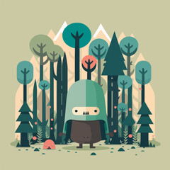 cartoon character of little forest man