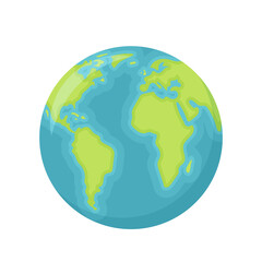 Earth planet. The terrestrial globe. Vector illustration in flat cartoon style.