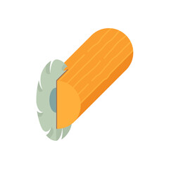 Circular saw, log or logwood vector icon. Process to cut, split or divide in sawmill industry for sawn timber from tree to lumber, construction material for build cabin, house, firewood for fireplace.