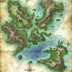 Fantasy Map With Islands, Creatures, And Vegetation, Generative AI