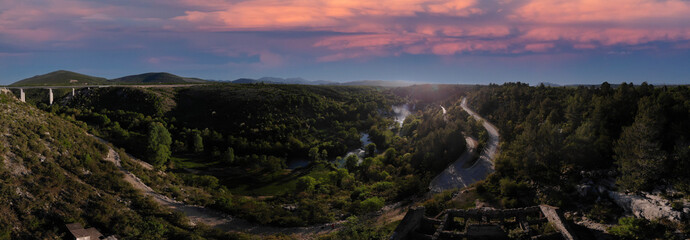 Aerial view of Kravica Waterfalls (Vodopad Kravica), Bosnia and Herzegovina