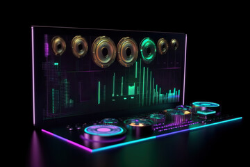 illustration of central computer processor with colorful shiny microchips and wires