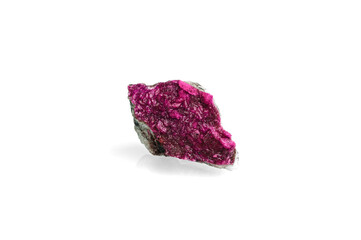 Pink cobalt-bearing dolomite. isolated on white blackground. macro detail  background. close-up...
