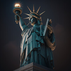 The statue of liberty on gray background