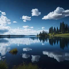 A serene lake reflecting the blue sky and fluffy white clouds overhead

Generative AI