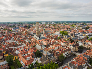Fototapeta na wymiar Aerial vIew by drone. Summer. Brugge, Belgium.
