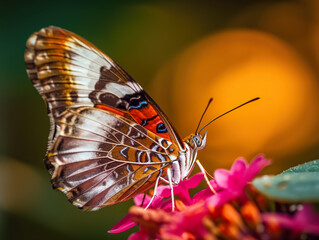 Fototapeta na wymiar A close up of a butterfly on a flower. AI generative image