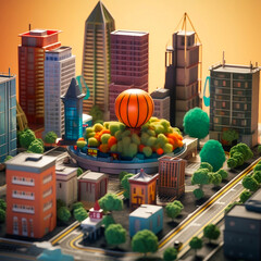 3d printed city. 3d printed cityscape. AI generated