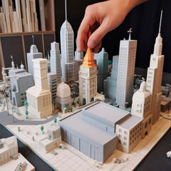 3d printed city. 3d printed cityscape. AI generated