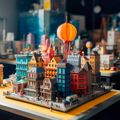 3d printed city. 3d printed cityscape. AI generated