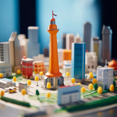 3d printed city. 3d printed cityscape. AI generated