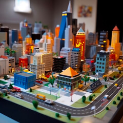 3d printed city. 3d printed cityscape. AI generated