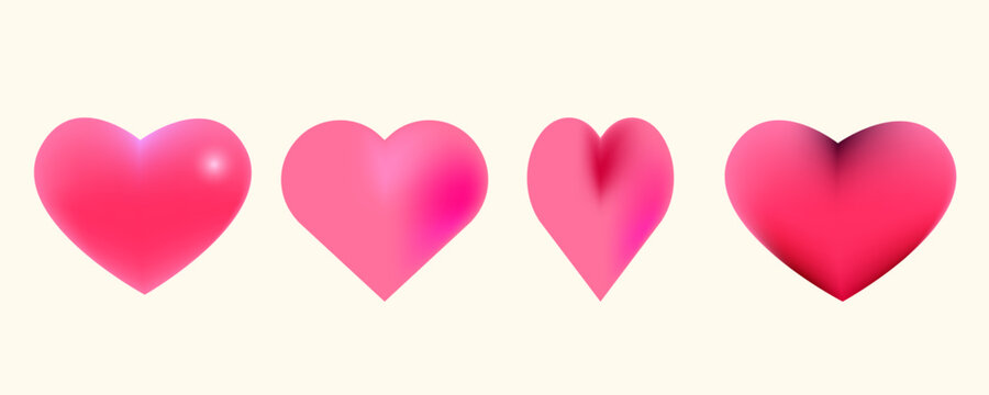 3d love heart pack vector illustration