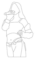 kpop idol star south korea line art sketch vector illustration eps.10