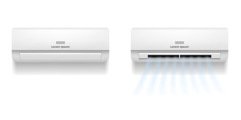 Air conditioner condition wind cold hot flow wave concept. Vector cartoon graphic design element illustration