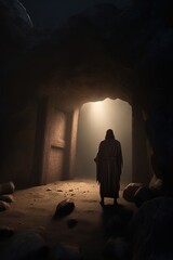 Fototapeta premium jesus after the resurrection, Jesus rises, jesus closeup face, happy, Jesus is talking and teaching to the people, easter, good Friday, lent season, advent, ash wednesday, Advent, Christmas, Ordinary 