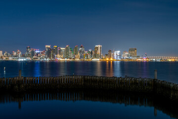 The San Diego skyline at night