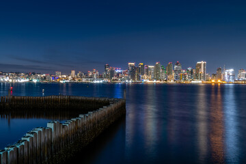The San Diego skyline at night