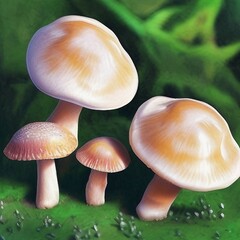 Mushrooms in Forest, Generative AI