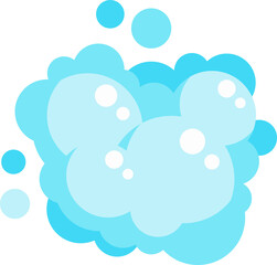 Cartoon soap foam set with bubbles. Light blue suds of bath, shampoo, shaving, mousse.