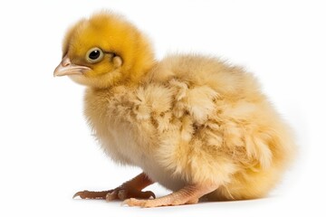 Obraz premium 8-day-old chick, isolated on a white backdrop. Generative AI