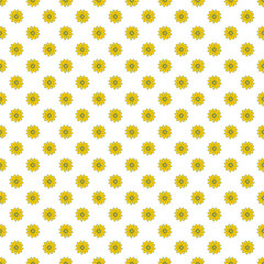 Seamless pattern from simple yellow flowers on white background. Vector hand drawn doodle illustration