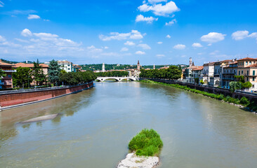 Fototapeta premium afternoon light over River Adige in Verona