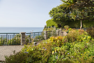 Nature, garden and landscape architecture in Madeira, Portugal-Garden and stone-cobbled terrace...