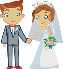 Wedding multicolor vector illustration isolated on white background