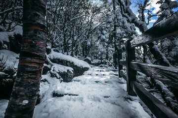 Spectacular scenery in the high mountains of western Sichuan, China, with different seasons