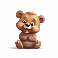 Obraz na płótnie Canvas happy baby bear cartoon. Generative AI