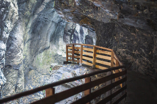 Path inside Liechtensteinklamm in the Austrian Alps