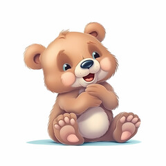 happy baby bear cartoon. Generative AI