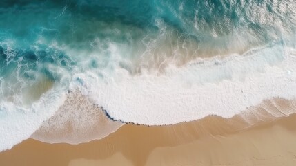 Beach and waves from top view Generative AI