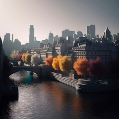 Abstract cityscape in 3d printing effect. 3d printing city. AI generated