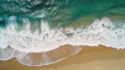 Beach and waves from top view Generative AI