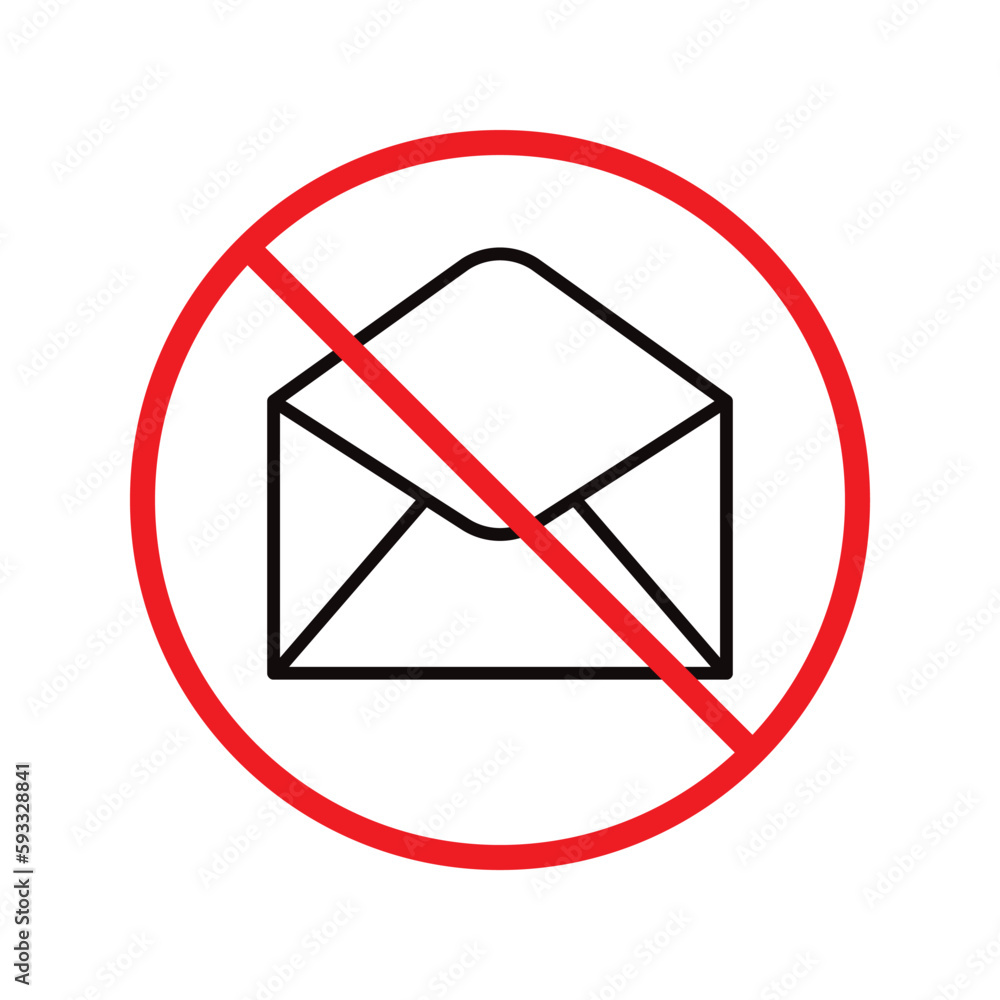 Poster forbidden mailing vector icon. do not send message flat sign design. prohibited envelope vector icon