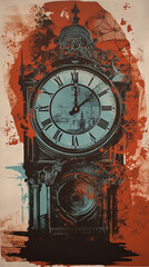 Fototapeta na wymiar illustration of old clock on the wall
