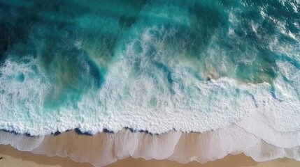 Fototapeta na wymiar Beach and waves from top view Generative AI