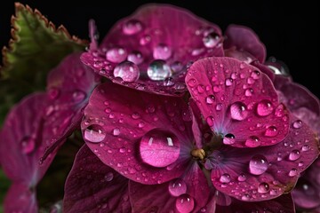 a pink hydrangea flower in macro. Generative AI