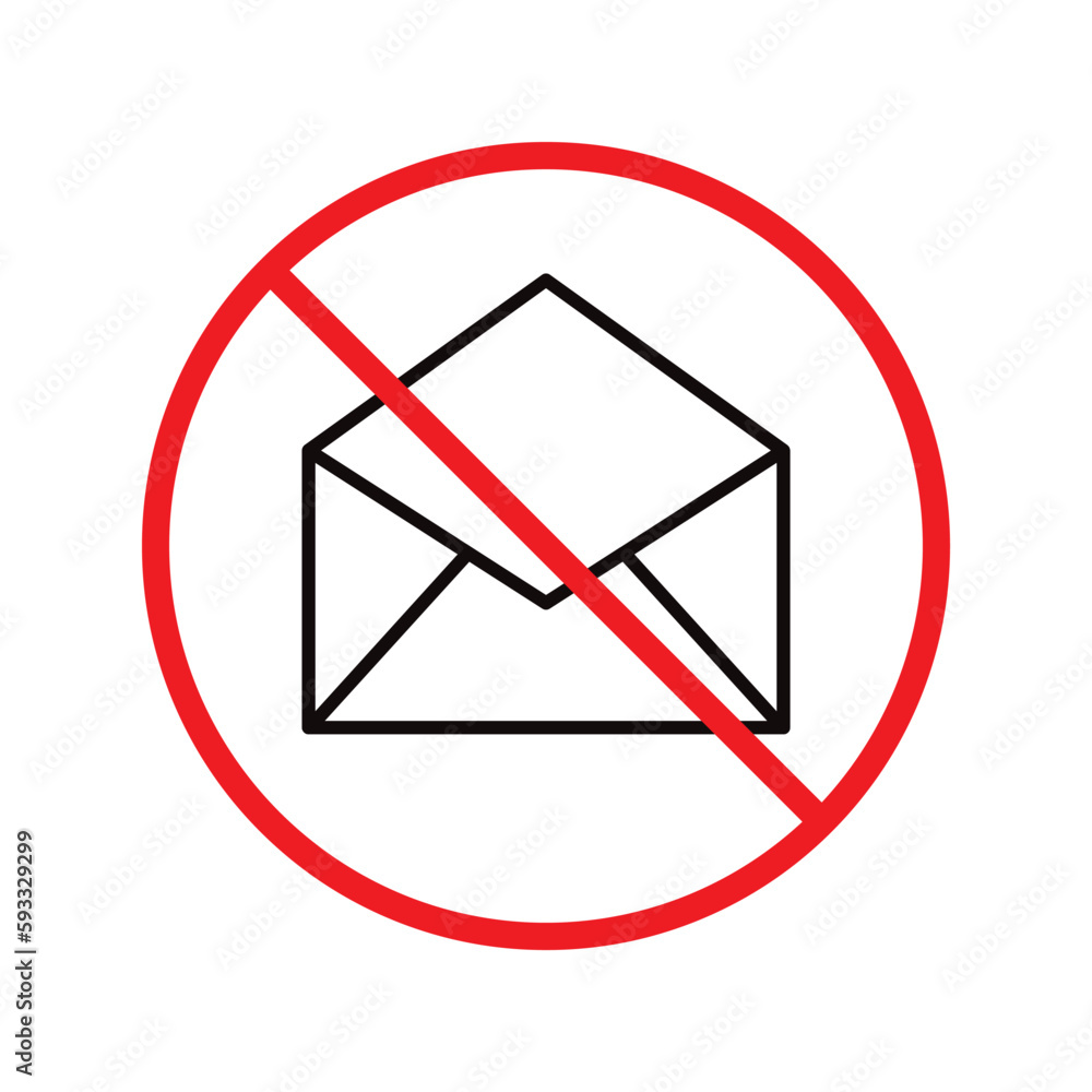 Poster forbidden mailing vector icon. do not send message flat sign design. prohibited envelope vector icon