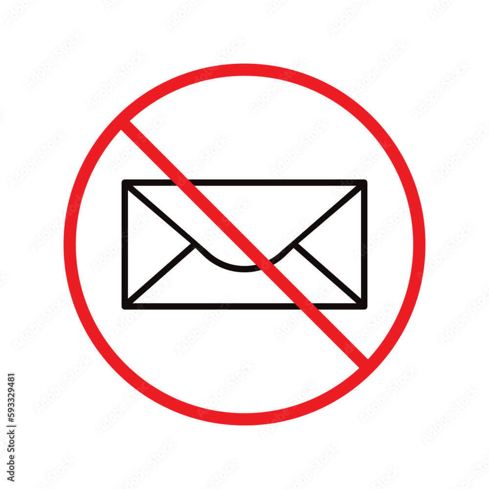 Aufkleber forbidden mailing vector icon. do not send message flat sign design. prohibited envelope vector icon